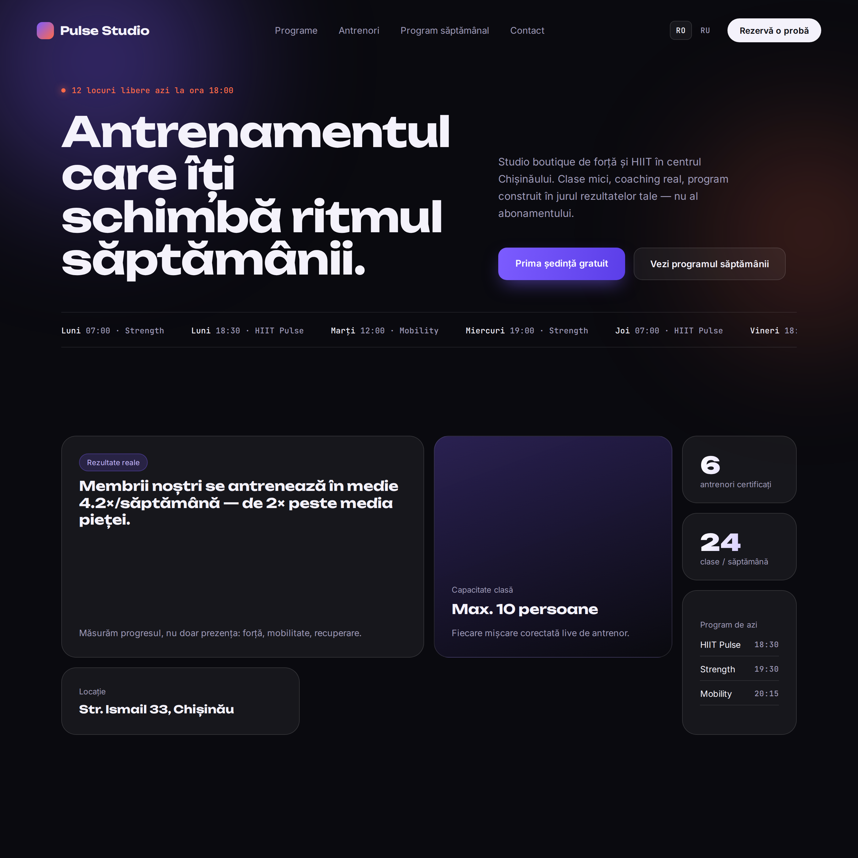 Pulse — previzualizare site
